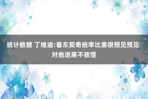 统计数据 丁维迪:看东契奇统率比赛很预见预见 对他进展不骇怪