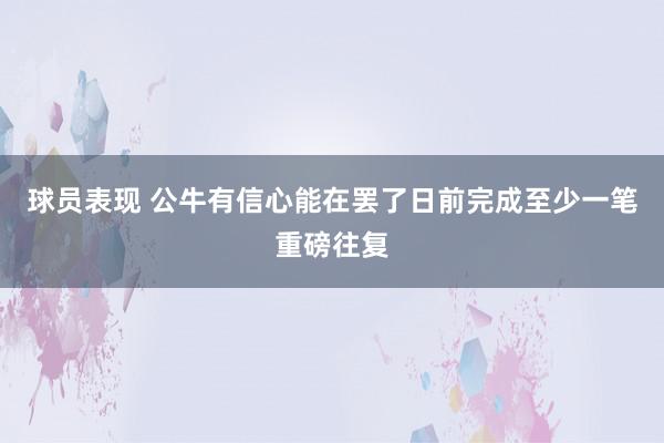 球员表现 公牛有信心能在罢了日前完成至少一笔重磅往复