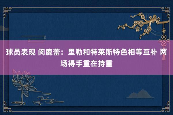 球员表现 闵鹿蕾：里勒和特莱斯特色相等互补 两场得手重在持重