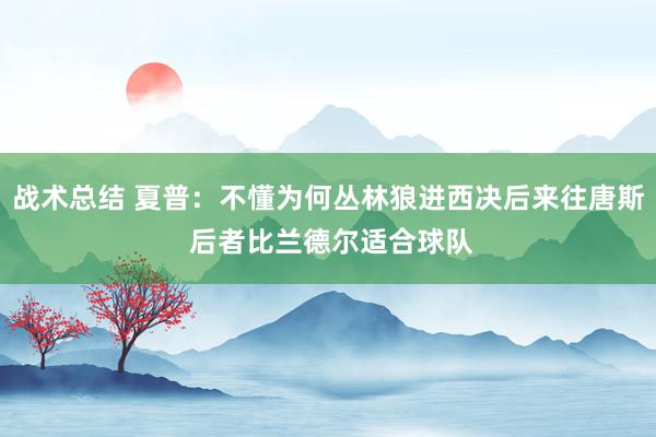 战术总结 夏普：不懂为何丛林狼进西决后来往唐斯 后者比兰德尔适合球队