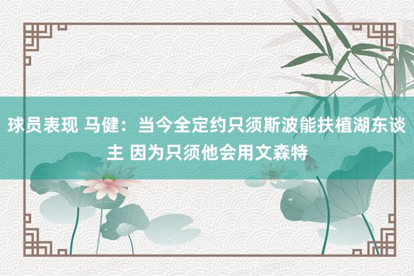 球员表现 马健：当今全定约只须斯波能扶植湖东谈主 因为只须他会用文森特