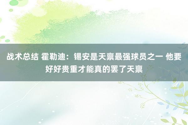 战术总结 霍勒迪：锡安是天禀最强球员之一 他要好好贵重才能真的罢了天禀