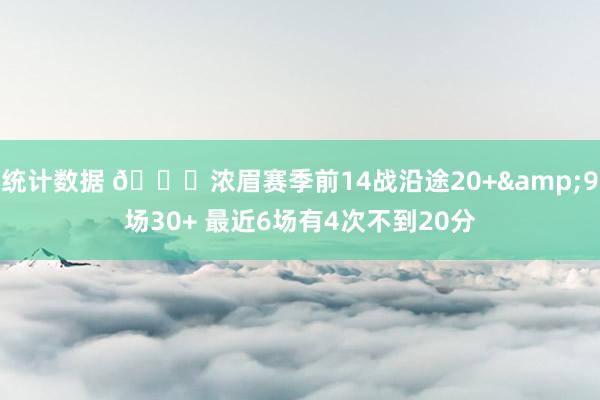 统计数据 👀浓眉赛季前14战沿途20+&9场30+ 最近6场有4次不到20分