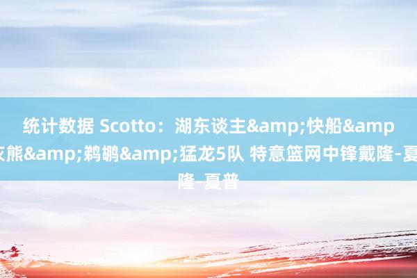 统计数据 Scotto：湖东谈主&快船&灰熊&鹈鹕&猛龙5队 特意篮网中锋戴隆-夏普