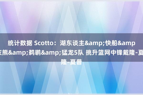 统计数据 Scotto：湖东谈主&快船&灰熊&鹈鹕&猛龙5队 挑升篮网中锋戴隆-夏普