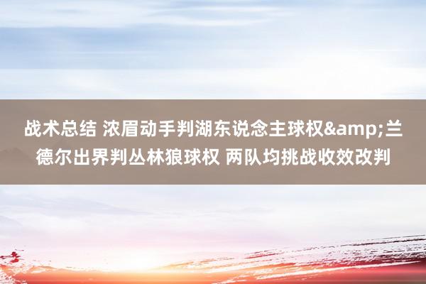 战术总结 浓眉动手判湖东说念主球权&兰德尔出界判丛林狼球权 两队均挑战收效改判