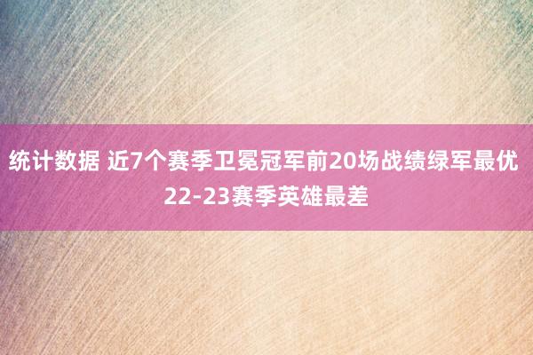 统计数据 近7个赛季卫冕冠军前20场战绩绿军最优 22-23赛季英雄最差