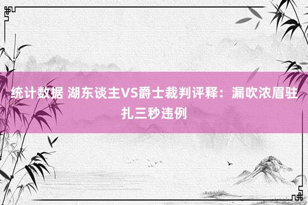 统计数据 湖东谈主VS爵士裁判评释：漏吹浓眉驻扎三秒违例