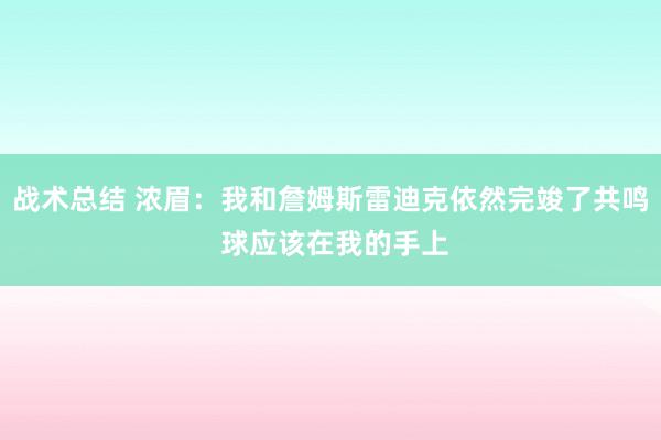 战术总结 浓眉：我和詹姆斯雷迪克依然完竣了共鸣 球应该在我的手上